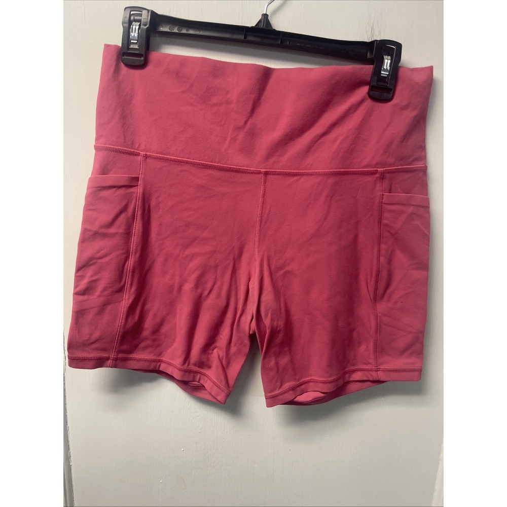 Athleta High-Waist Pink Salutation Stash 7" Side Pockets Large